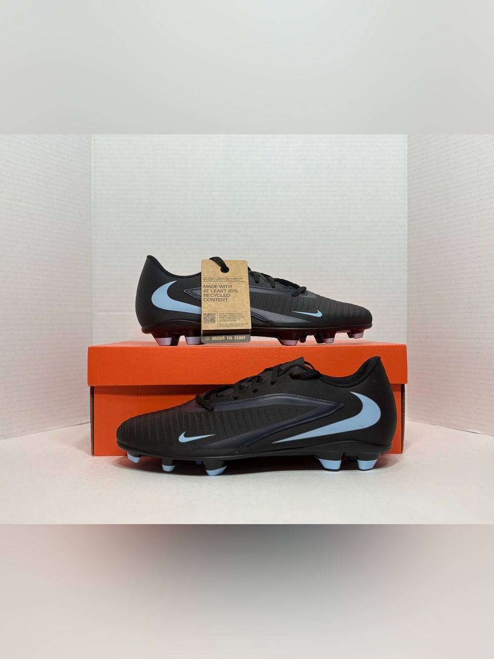 Nike Men's Black and Light Blue Firm-Ground Multi-Ground Soccer Cleats